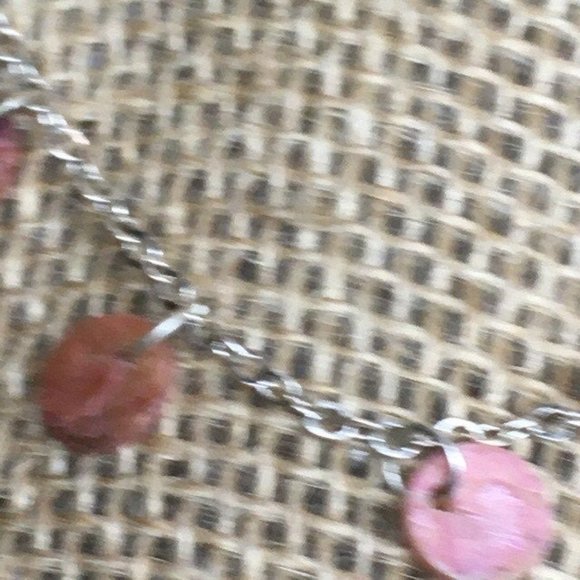 Anklet Ankle Bracelet 10 Inches Barbie Pink Shell Silver Chain Hammered Dangle - Picture 3 of 8
